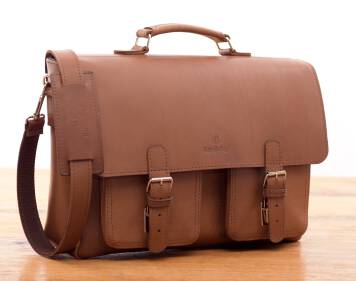 Teczka skórzana BarellyBags- Retro Brown Camel