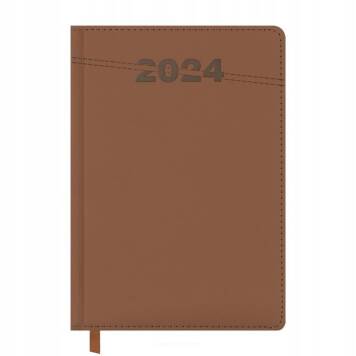 KALENDARZ książkowy układ  dzienny na 2024 rok, format A5, 943146 brązowy