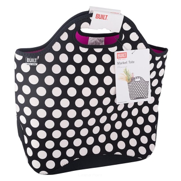 Torebka damska, miejska na zakupy, marki BUILT, wzór Market Tote, Black Dot