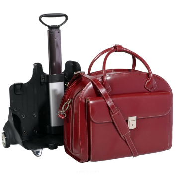 Torba damska podróżna z miejscem na laptop z odpinanym wózkiem transportowym  GLEN ELLYN Red   McKlein