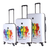 Komplet 3 walizek podróżnych, na 4 kółkach, ultralekkich, ABS SAXOLINE wzór PARROT