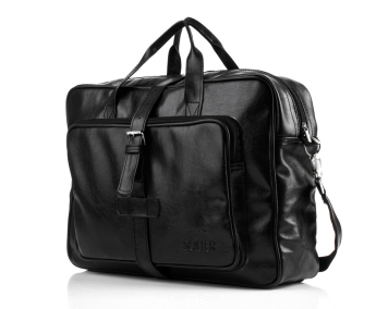Torba na ramię Solier, na laptopa 17", czarna, wzór S10 vintage