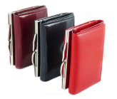 Elegancki portfel damski z biglem, skórzany PD-067 S Red