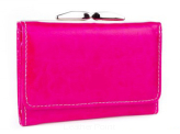 Elegancki portfel damski z biglem, skórzany PD-006B Różowy
